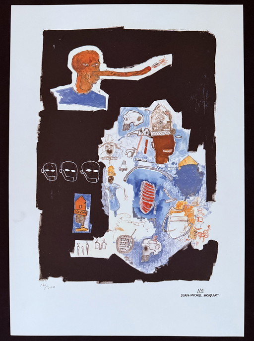 Jean-Michel Basquiat: Lithografie Gesigneerd En Genummerd. 