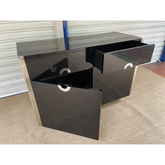 Image 1 of Vintage zwart gelakt houten dressoir van Pierre Cardin, 1970