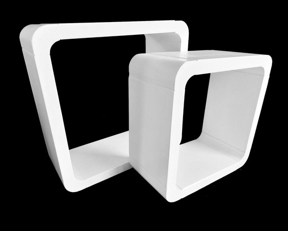 Image 1 of Vintage Planken - 2 Modulaire Eenheden - Gelakt Hout - 1970-1980