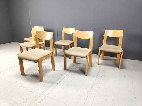 Image 1 of Vintage Brutalistische Eetkamerstoelen Set Van 6 - 1970S