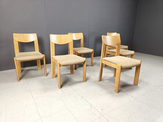 Image 1 of Vintage Brutalistische Eetkamerstoelen Set Van 6 - 1970S
