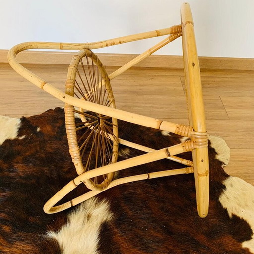 Vintage rotan driepoot salontafel