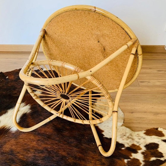 Image 1 of Vintage rotan driepoot salontafel