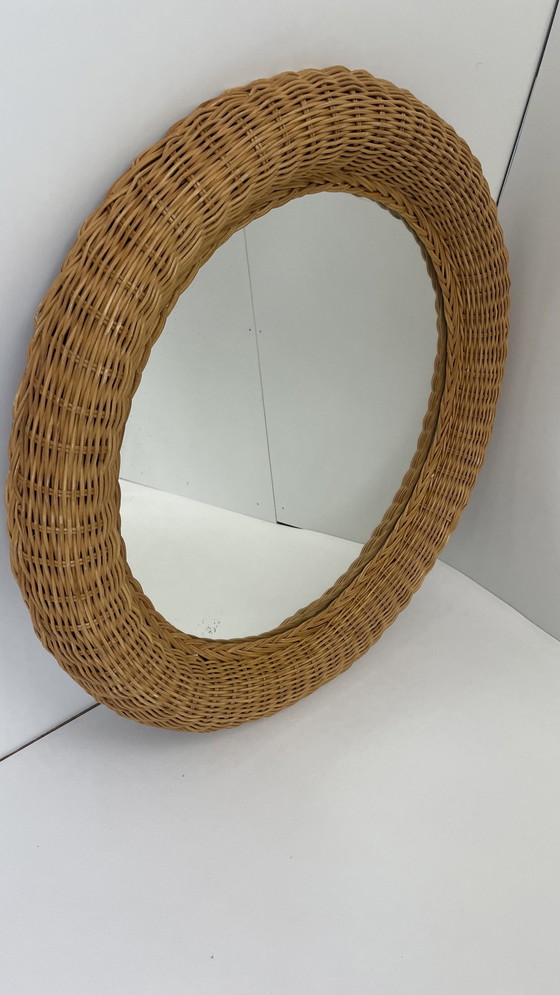 Image 1 of Vintage rotan ronde spiegel 