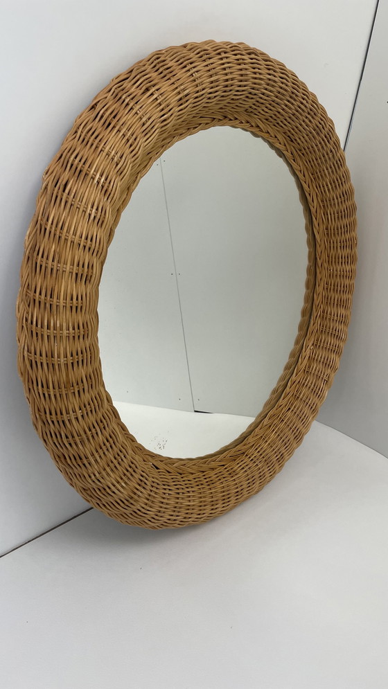 Image 1 of Vintage rotan ronde spiegel 