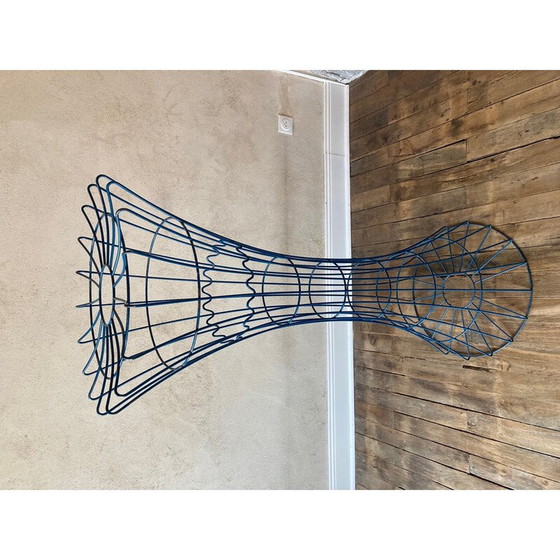 Image 1 of Vintage kapstok in blauw gelakt metaaldraad van Verner Panton voor Luber