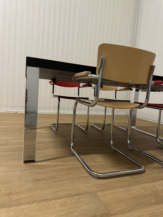 Image 1 of Thonet Eettafel Met 4 Thonet Stoelen