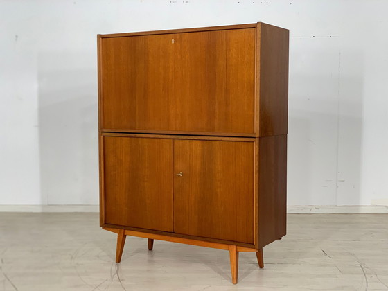 Image 1 of Mid Century secretaire ladekast schrijftafel vintage