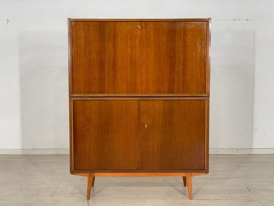 Image 1 of Mid Century secretaire ladekast schrijftafel vintage