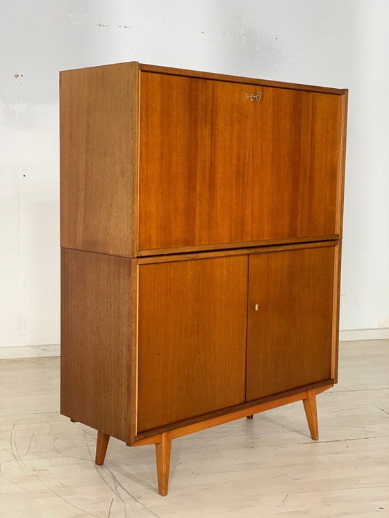 Image 1 of Mid Century secretaire ladekast schrijftafel vintage