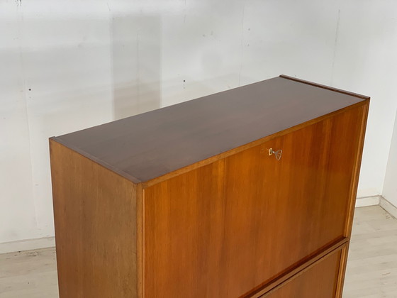 Image 1 of Mid Century secretaire ladekast schrijftafel vintage