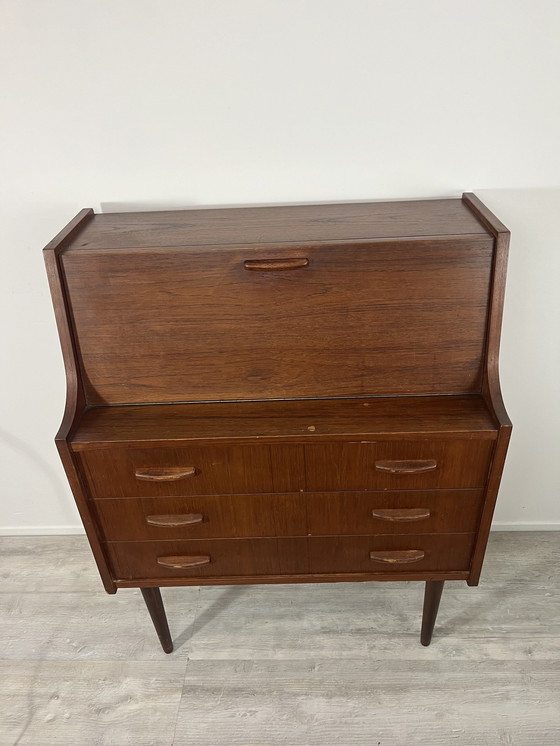 Image 1 of Vintage Scandinavische Deense Design Teakhouten Secretaire