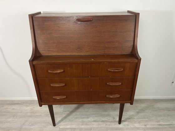 Image 1 of Vintage Scandinavische Deense Design Teakhouten Secretaire