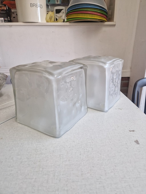 2x Vintage Ikea Ice Cube Tafellampjes