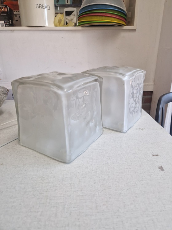 Image 1 of 2x Vintage Ikea Ice Cube Tafellampjes