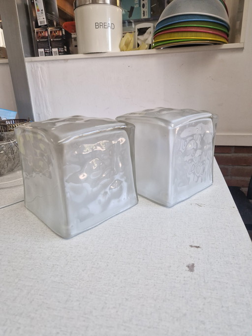 2x Vintage Ikea Ice Cube Tafellampjes