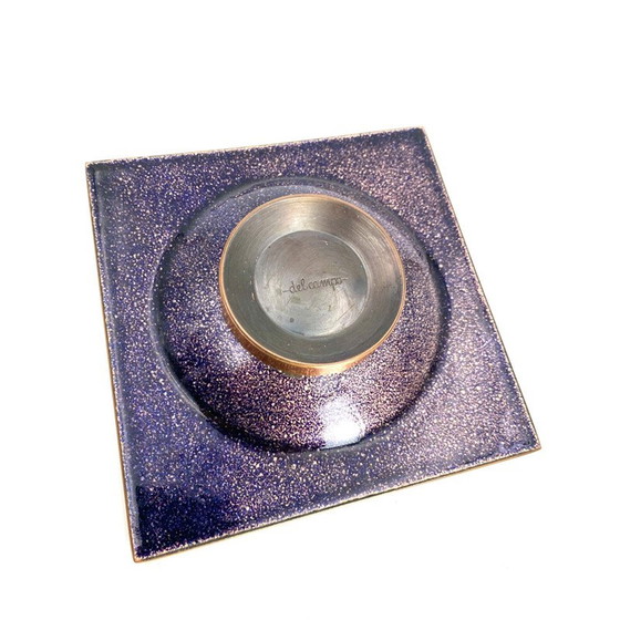 Image 1 of Vintage groen geëmailleerde koperen asbak van Studio Del Campo, Italië 1970