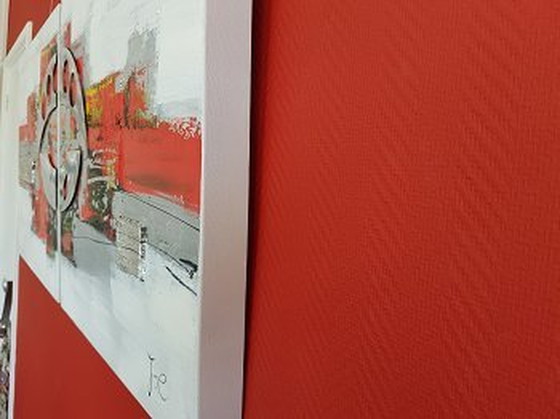 Image 1 of Twee Moderne 3D Tweeluik Schilderijen