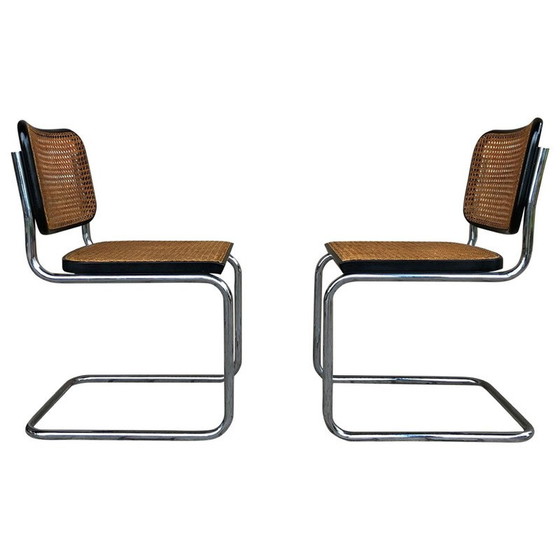 Image 1 of Set van 4 vintage B32 Cesca beuken en verchroomd metalen stoelen van Marcel Breuer by Gavina, Bauhaus, 1963