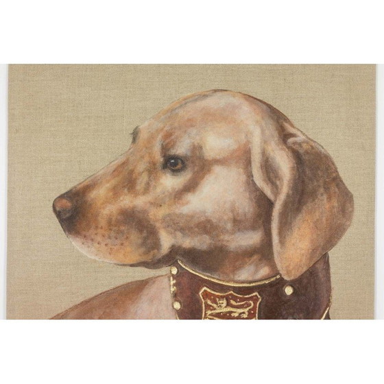 Image 1 of Vintage schilderij van een hond, Frankrijk