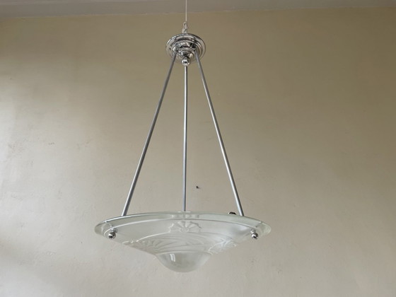 Image 1 of Lamp Art Deco Jaren 30 Modernistisch Frans Matglazen Schaal