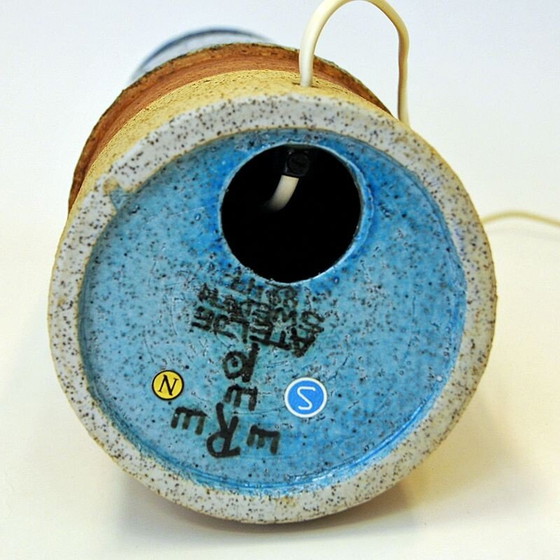 Image 1 of Vintage lamp model 8247 in blauw steengoed van Inger Persson voor Rörstrand, Zweden 1960