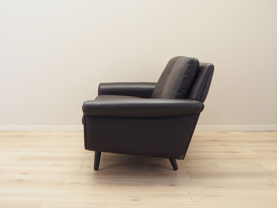 Image 1 of Bruine leren bank, Deens ontwerp, 1960S, Ontwerper: Aage Christiansen, Vervaardiging: Erhardsen & Andersen