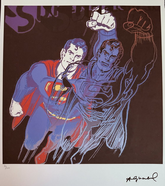 Image 1 of Andy Warhol: “Superman”. 80/100.  Gesigneerde Lithografie, Genummerd. 