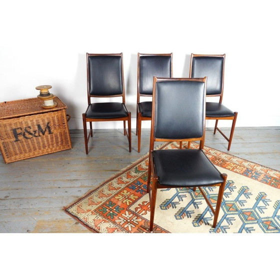 Image 1 of Set van 4 vintage "Darby" eetkamerstoelen in rozenhout van Torbjörn Afdal voor Bruksbo, 1960