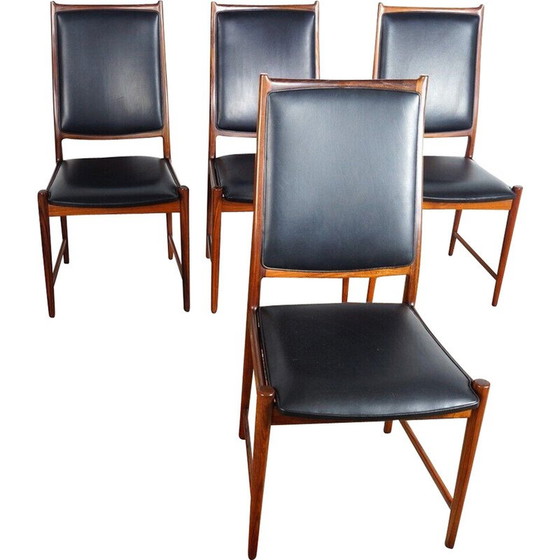 Image 1 of Set van 4 vintage "Darby" eetkamerstoelen in rozenhout van Torbjörn Afdal voor Bruksbo, 1960