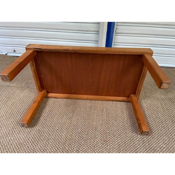 Image 1 of Vintage iepenhouten en leistenen bijzettafel van Pierre Chapo, 1980