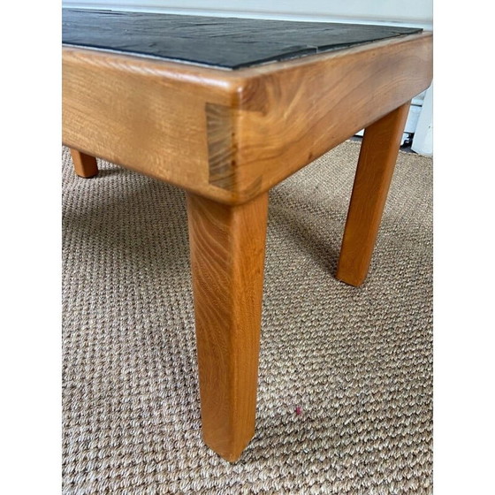 Image 1 of Vintage iepenhouten en leistenen bijzettafel van Pierre Chapo, 1980