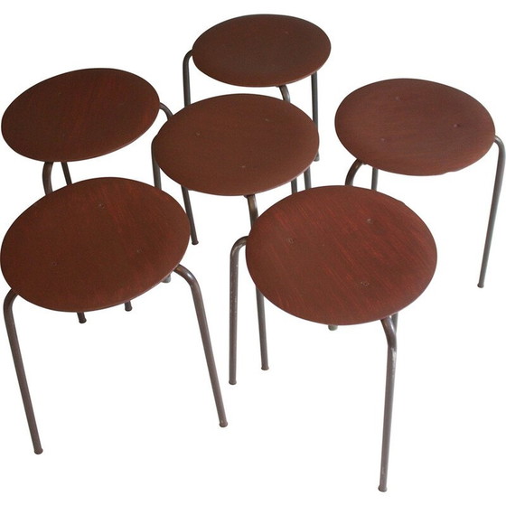 Image 1 of Vintage teakhouten Dot krukjes van Arne Jacobsen, 1950