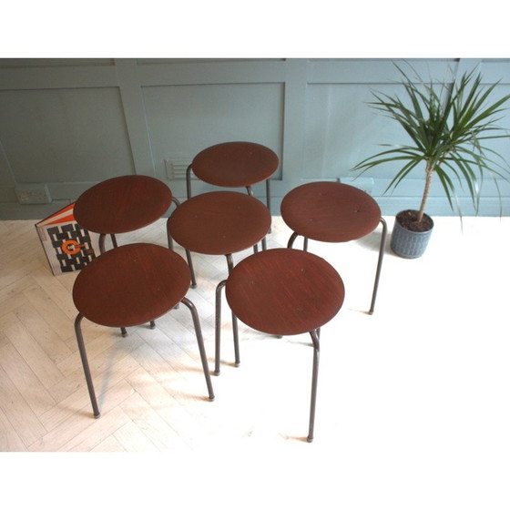 Image 1 of Vintage teakhouten Dot krukjes van Arne Jacobsen, 1950