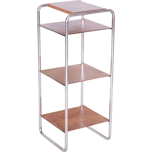 Vintage Bauhaus plank in chroomstaal en eikenhout van Marcel Breuer voor Slezak Factories, Tsjecho-Slowakije 1930