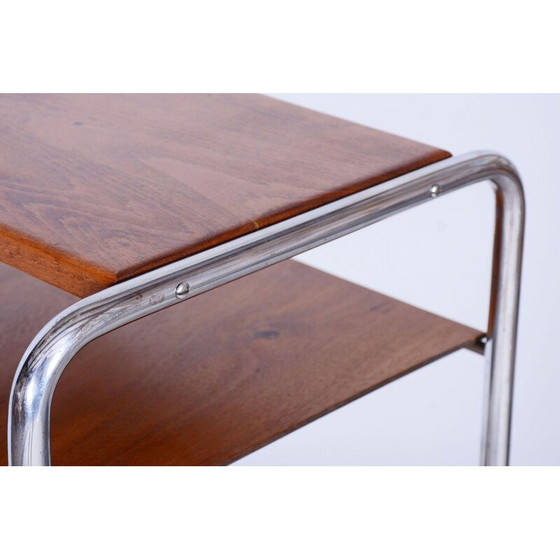 Image 1 of Vintage Bauhaus plank in chroomstaal en eikenhout van Marcel Breuer voor Slezak Factories, Tsjecho-Slowakije 1930
