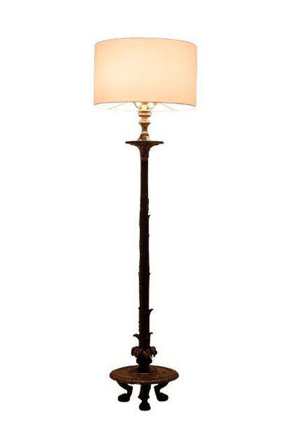 Image 1 of Bronzen vloerlamp in restauratiestijl met twee patina's. Circa 1900.