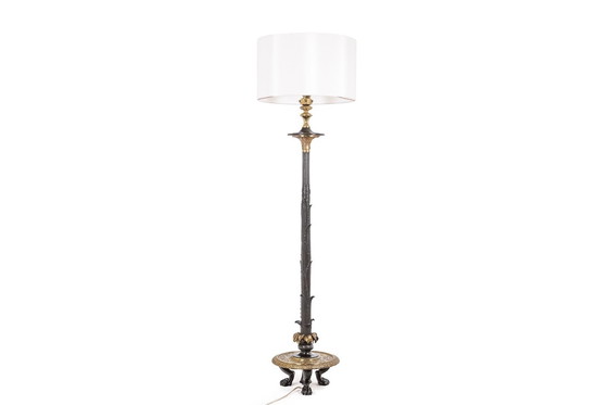 Image 1 of Bronzen vloerlamp in restauratiestijl met twee patina's. Circa 1900.