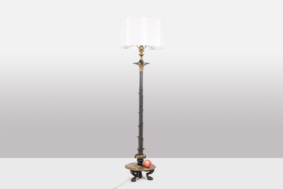 Image 1 of Bronzen vloerlamp in restauratiestijl met twee patina's. Circa 1900.