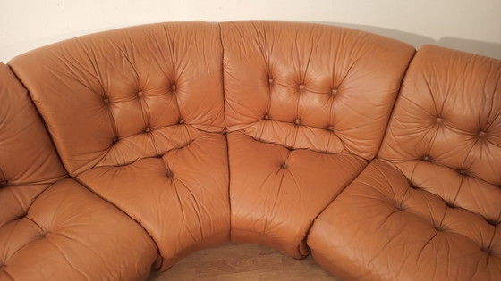 Image 1 of Vintage Italiaanse Cognac Leren Modulaire Sofa, 1970, Set Van 5