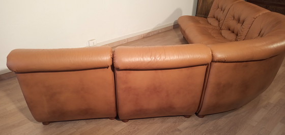 Image 1 of Vintage Italiaanse Cognac Leren Modulaire Sofa, 1970, Set Van 5