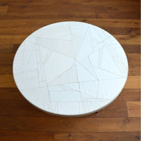 Image 1 of Vintage ronde salontafel in chroommetaal staal en keramiek van Berthold Muller Oerlinghausen, 1960