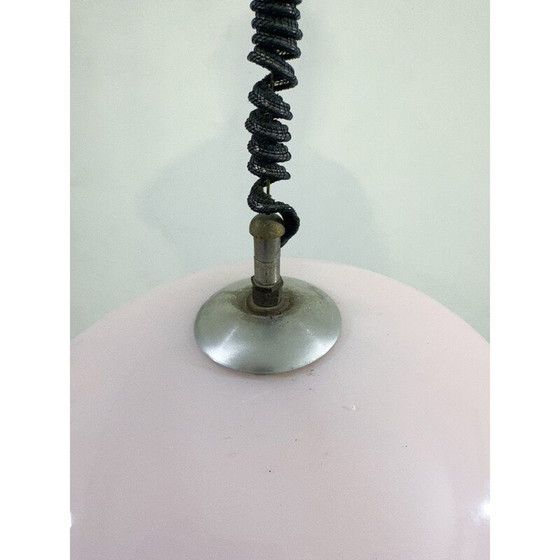 Image 1 of Vintage "Eclisse" hanglamp in wit en oranje Murano glas van Carlo Nason voor Mazzega, Italië 1960