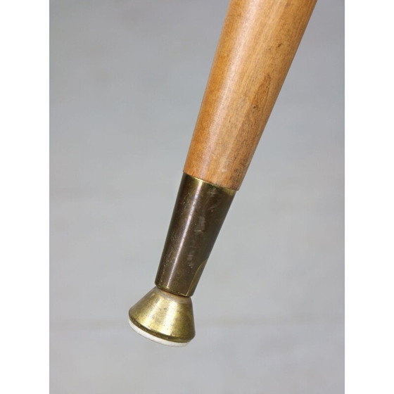 Image 1 of Paar vintage Scandinavische eetkamerstoelen van hout en messing