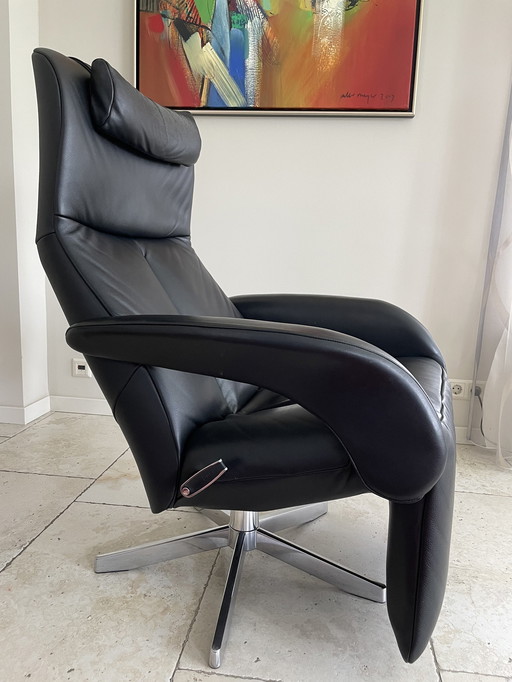 Moderne relaxfauteuil Zwart Leer