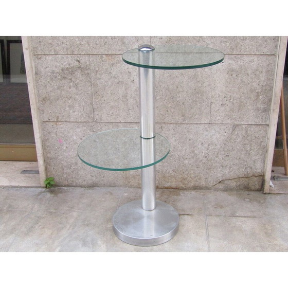 Image 1 of Vintage glazen ronde salontafel, 1970