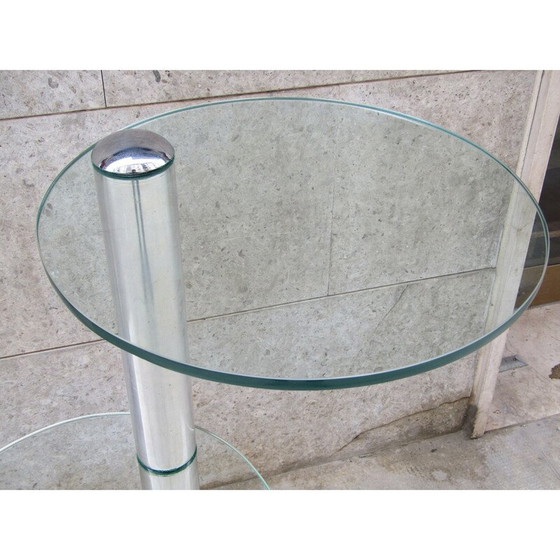 Image 1 of Vintage glazen ronde salontafel, 1970