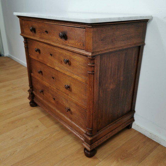 Image 1 of Vintage Frans Dressoir Commode, Ladekast, Badkamermeubel Met Marmer Blad