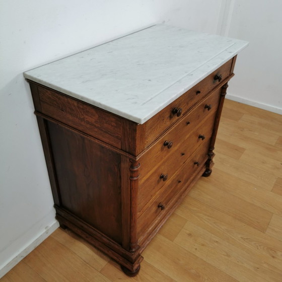 Image 1 of Vintage Frans Dressoir Commode, Ladekast, Badkamermeubel Met Marmer Blad