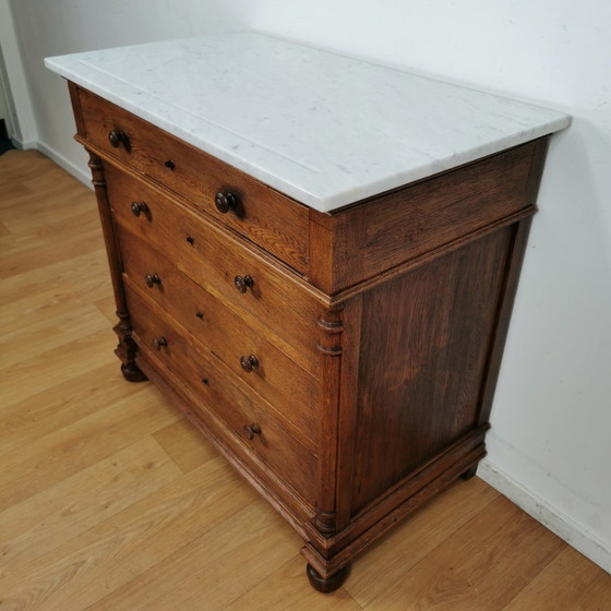 Image 1 of Vintage Frans Dressoir Commode, Ladekast, Badkamermeubel Met Marmer Blad